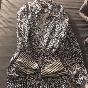 Polka dot button down shirt half sleeve